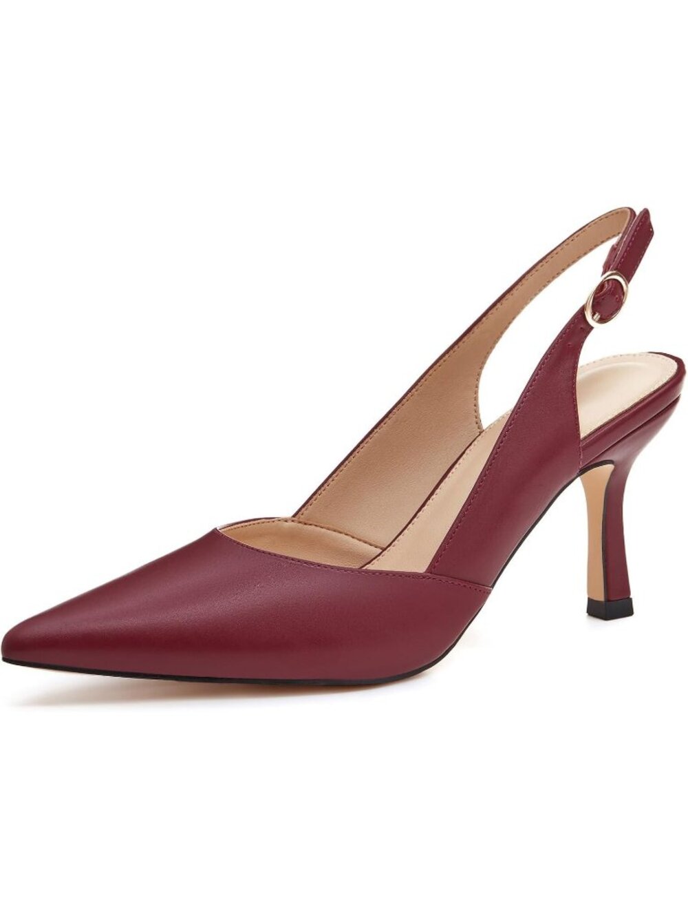 Women's Red Kitten Heels Closed Pointed Toe Backless Party Dress Pumps Shoes